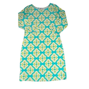 All For Color Womens Neon Yellow Green Geometric Print Sheath Dress Medium‎